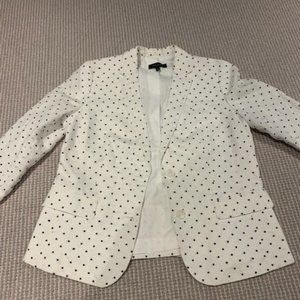Talbots white with navy polka dot blazer